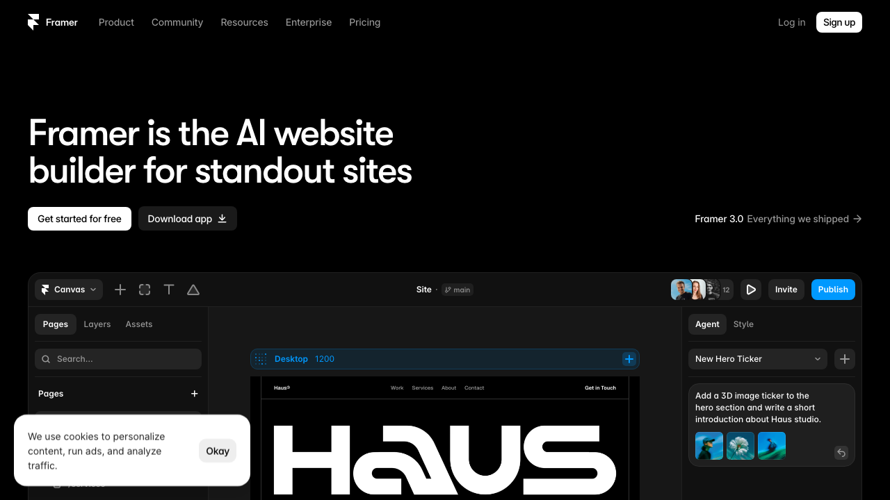 Framer official website preview