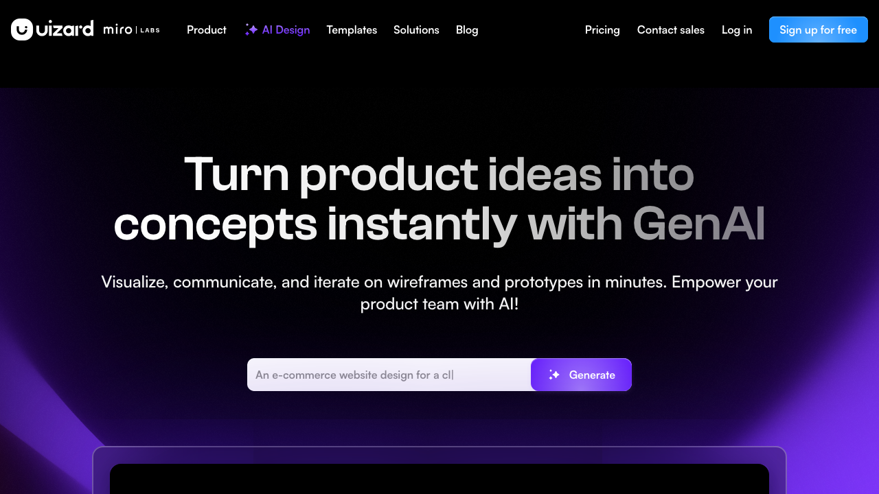 Uizard official website preview
