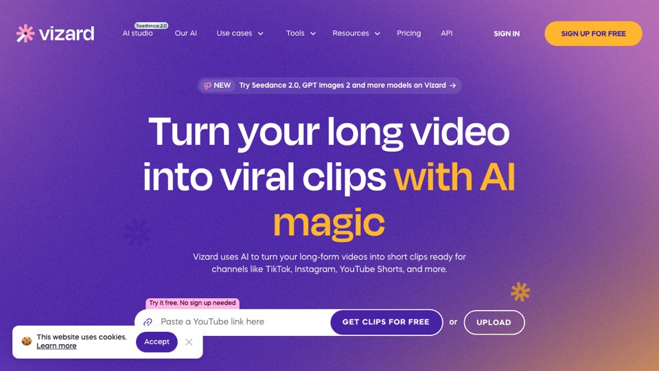 Vizard.ai official website preview